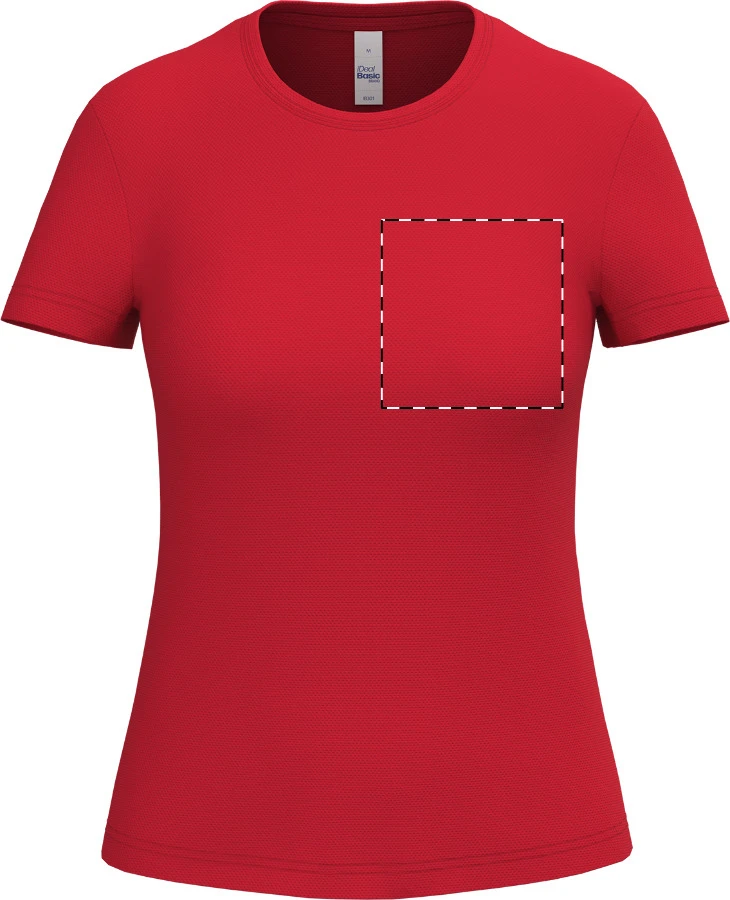 IB301 dámske športové tričko - iDealBasic – red – tlačová plocha – Ľavá hruď