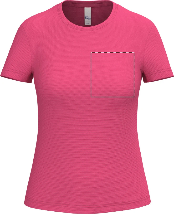 IB301 dámske športové tričko - iDealBasic – pink – tlačová plocha – Ľavá hruď