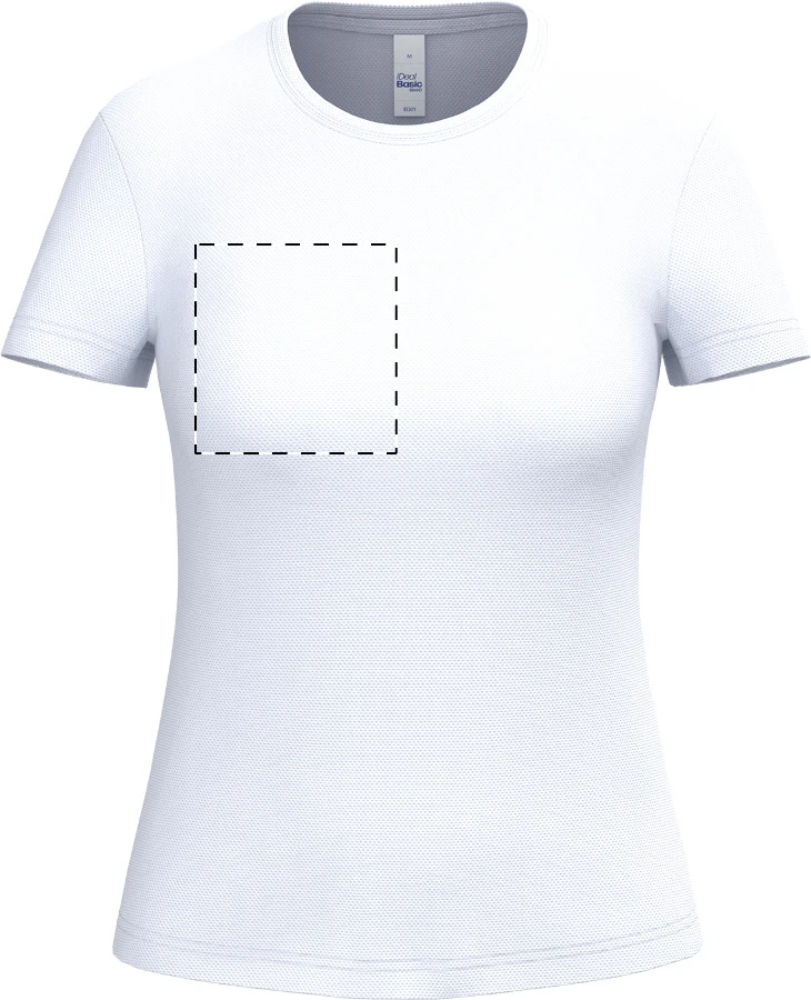 IB301 dámske športové tričko - iDealBasic – white – tlačová plocha – Pravá hruď