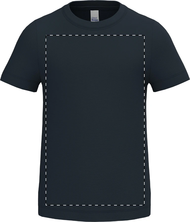 IB302 detské športové tričko - iDealBasic – dark blue – tlačová plocha – Predná strana