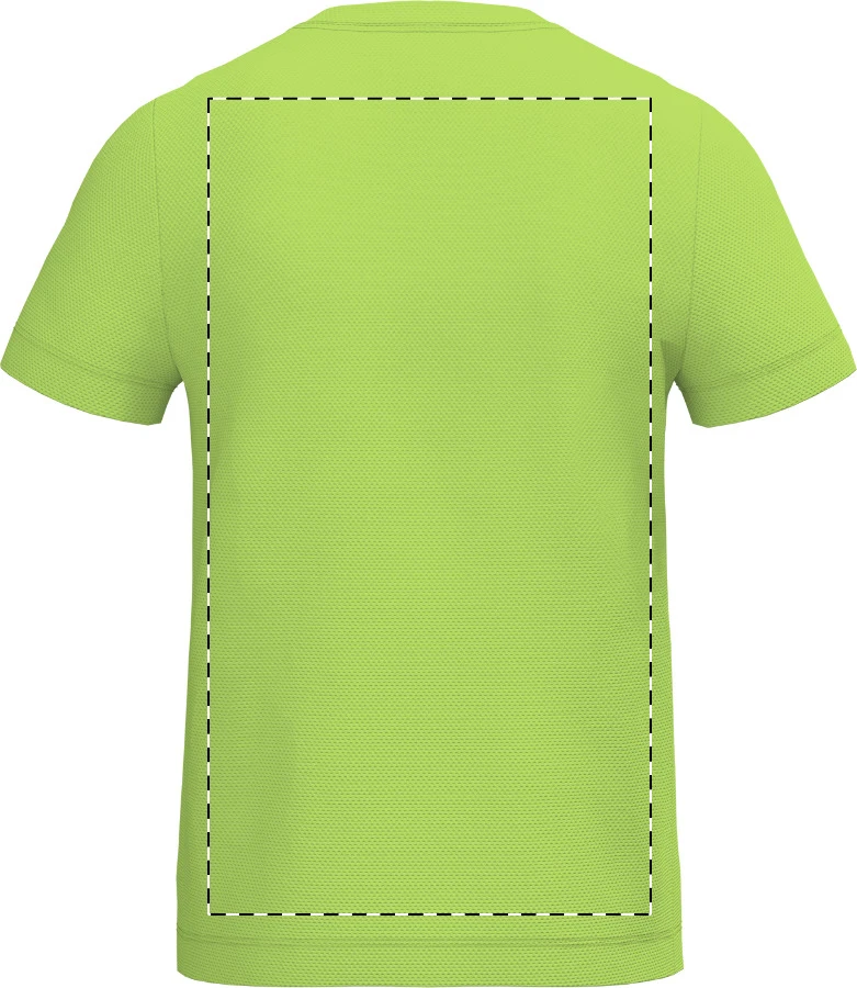 IB302 detské športové tričko - iDealBasic – lime green – tlačová plocha – Zadná strana