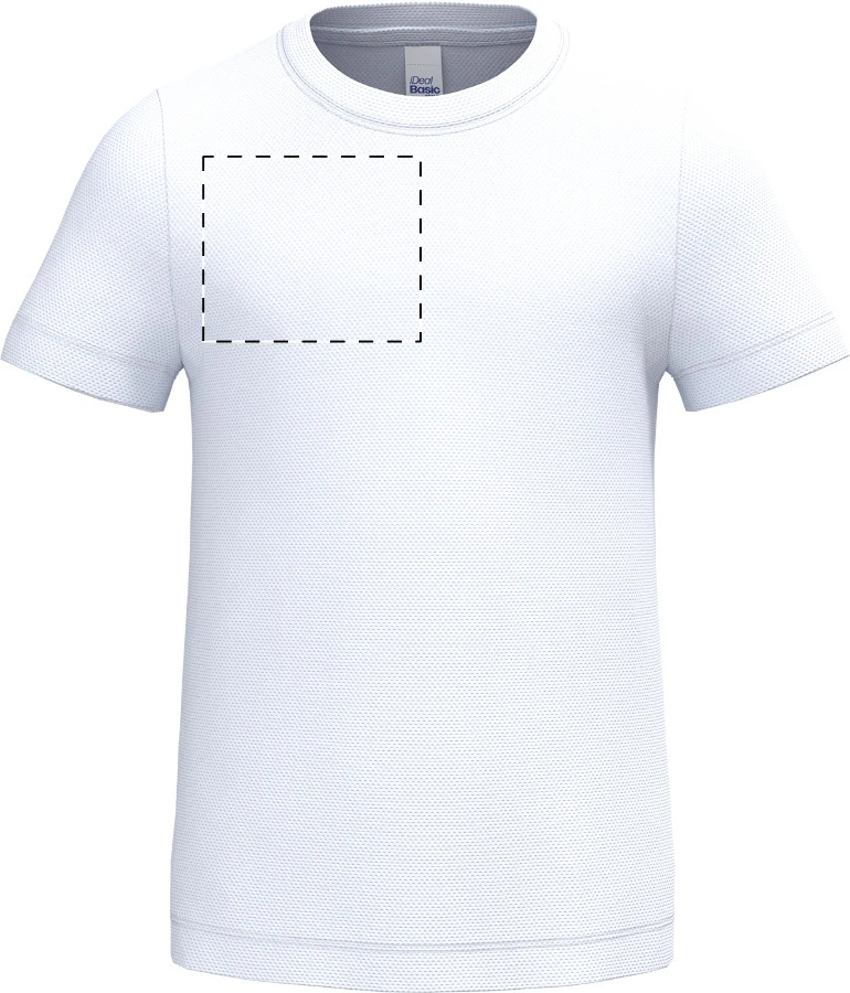 IB302 detské športové tričko - iDealBasic – white – tlačová plocha – Pravá hruď