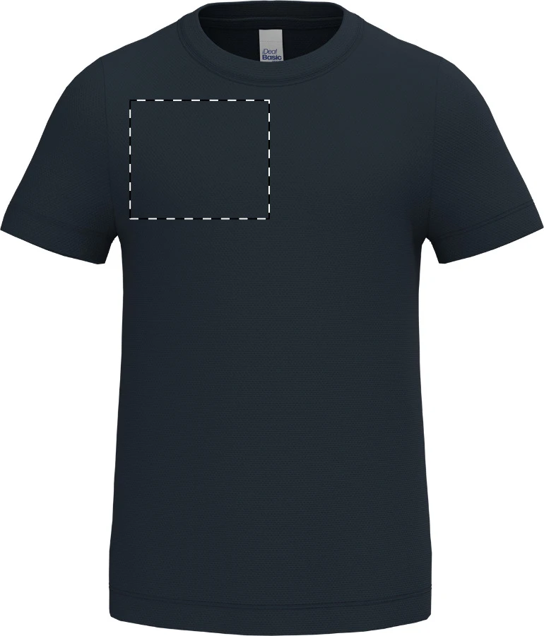 IB302 detské športové tričko - iDealBasic – dark blue – tlačová plocha – Pravá hruď