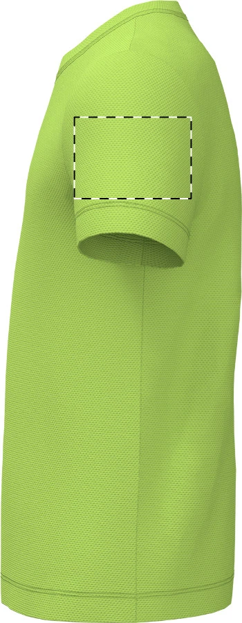 IB302 detské športové tričko - iDealBasic – lime green – tlačová plocha – Ľavý rukáv
