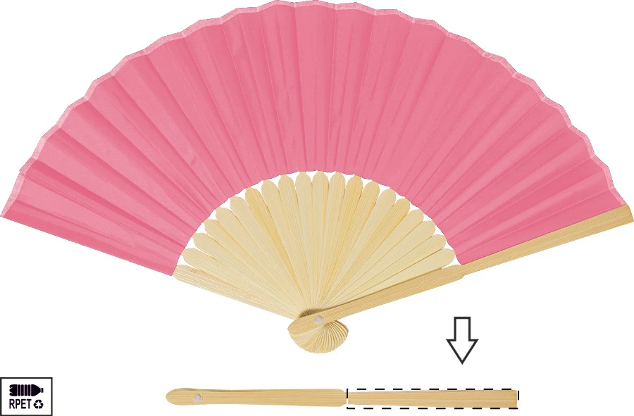 Repper ručný vejár z RPET – pink – tlačová plocha – Predná strana