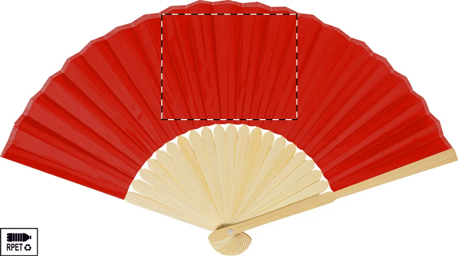 Repper ručný vejár z RPET – red – tlačová plocha – Stred