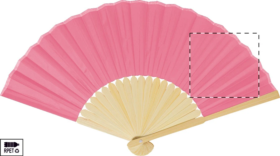 Repper ručný vejár z RPET – pink – tlačová plocha – Pravá strana
