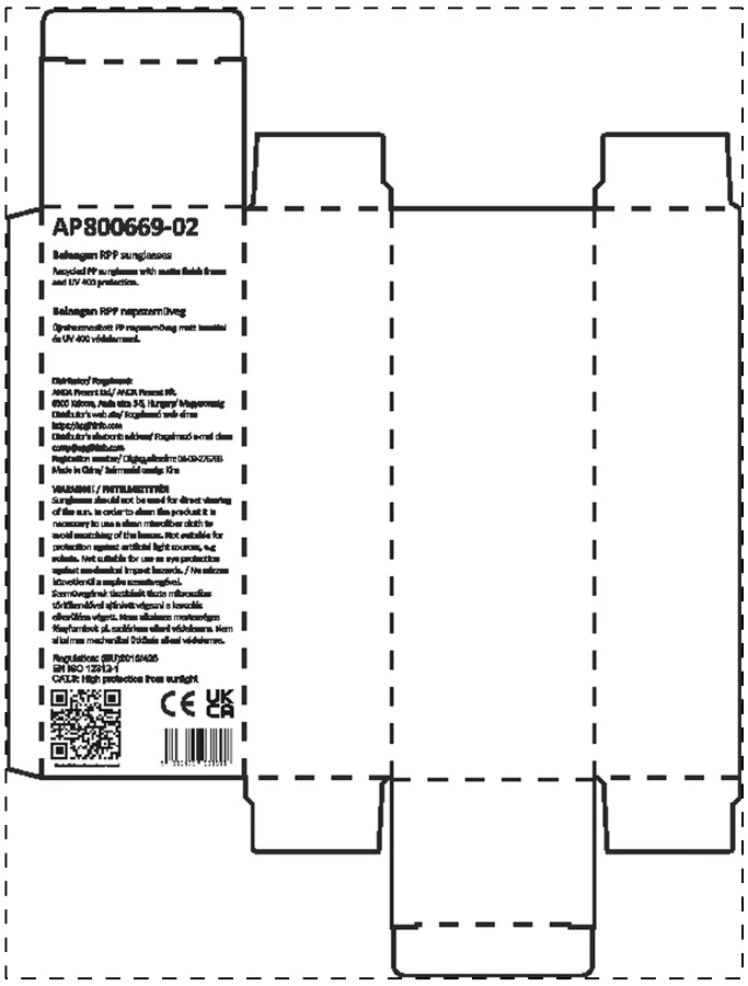 Balangan RPP slnečné okuliare – žltá – tlačová plocha – Vlastná kartónová krabica