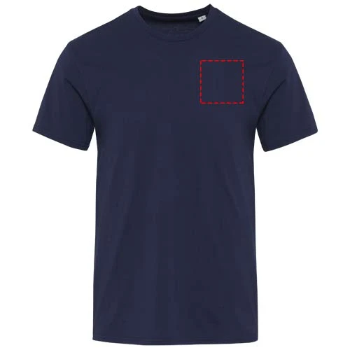 Azurite unisex tričko s krátkym rukávom z organického OCS materiálu s gramážou 160 g/m² - Elevate – námornícka modrá – tlačová plocha – Ľavá strana hrude