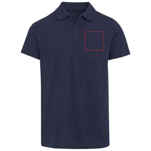 Grafitová unisex polokošeľa s krátkym rukávom z organického OCS materiálu s gramážou 180 g/m² - Elevate – námornícka modrá – tlačová plocha – Ľavá strana hrude