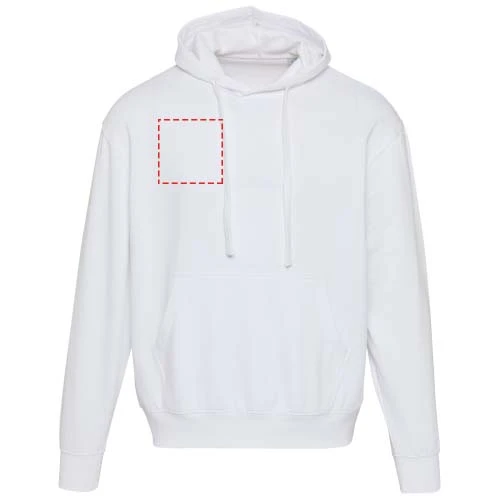 Boris unisex oversize mikina s kapucňou z organického OCS materiálu s gramážou 280 g/m2 - Elevate – bílá – tlačová plocha – Pravá strana hrude