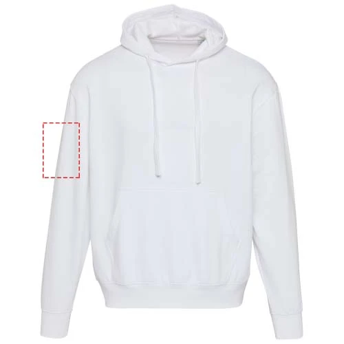 Boris unisex oversize mikina s kapucňou z organického OCS materiálu s gramážou 280 g/m2 - Elevate – bílá – tlačová plocha – Pravý biceps