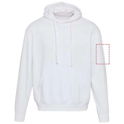 Boris unisex oversize mikina s kapucňou z organického OCS materiálu s gramážou 280 g/m2 - Elevate – bílá – tlačová plocha – Ľavý biceps
