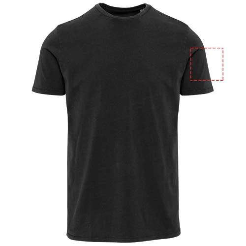 Nanaimo pánske tričko s krátkym rukávom, praná úprava, gramáž 160 g/m2 - Elevate – černá – tlačová plocha – Ľavý biceps
