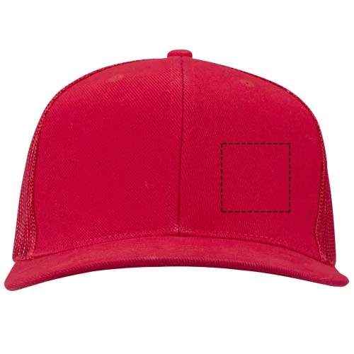 Drift Snapback šiltovka so 6 panelmi s gramážou 260 g/m2 - Elevate – červená – tlačová plocha – Ľavý panel