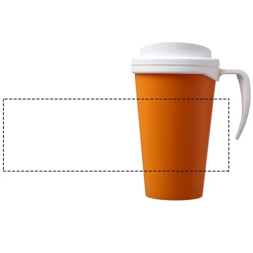 Termo hrnček Americano® grande 350 ml – oranžová – tlačová plocha – Po obvode