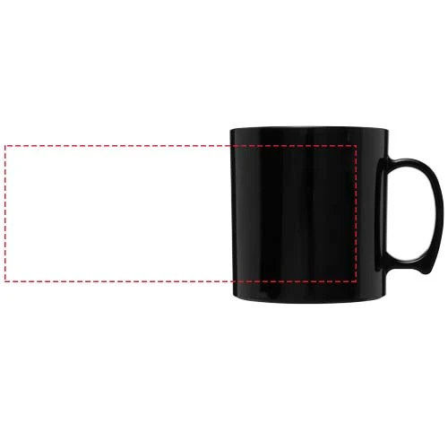 Plastový hrnček Standard 300 ml – černá – tlačová plocha – Po obvode