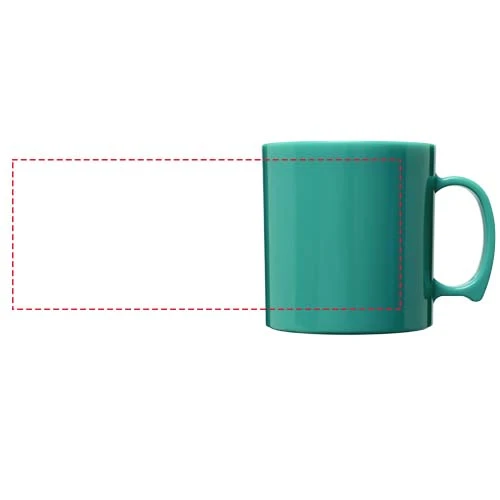 Plastový hrnček Standard 300 ml – tyrkysová – tlačová plocha – Po obvode