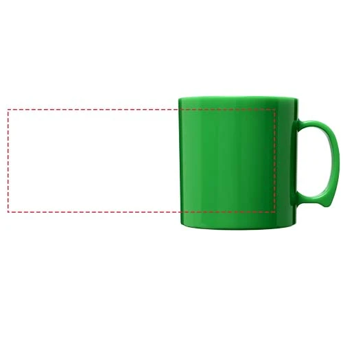 Plastový hrnček Standard 300 ml – zelená – tlačová plocha – Po obvode