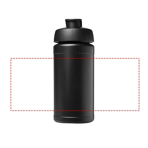 Športová fľaša s vyklápacím viečkom - 500 ml – černá – tlačová plocha – Po obvode