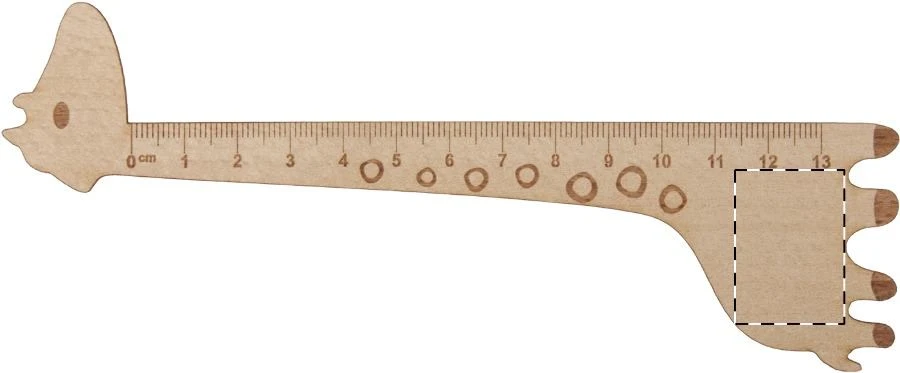 Looney drevené pravítko – natural – tlačová plocha – Predná strana
