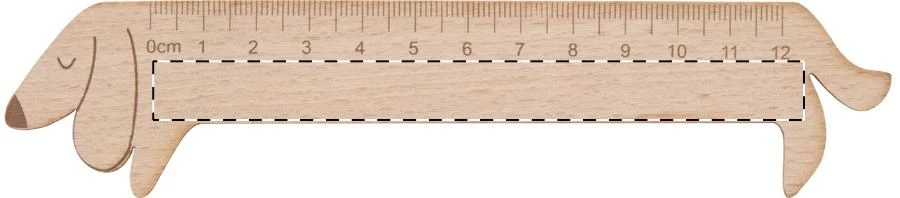 Looney drevené pravítko – natural – tlačová plocha – Predná strana