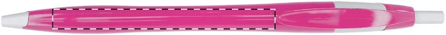 Finball guľôčkové pero – pink – tlačová plocha – Na telo v línii s klipom