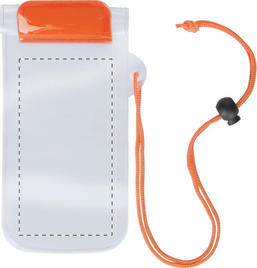 Wapro vodeodolný obal na mobil – orange – tlačová plocha – Predná strana