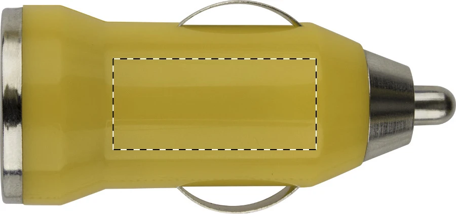 Hikal USB nabíjačka do auta – žltá – tlačová plocha – Pravá strana