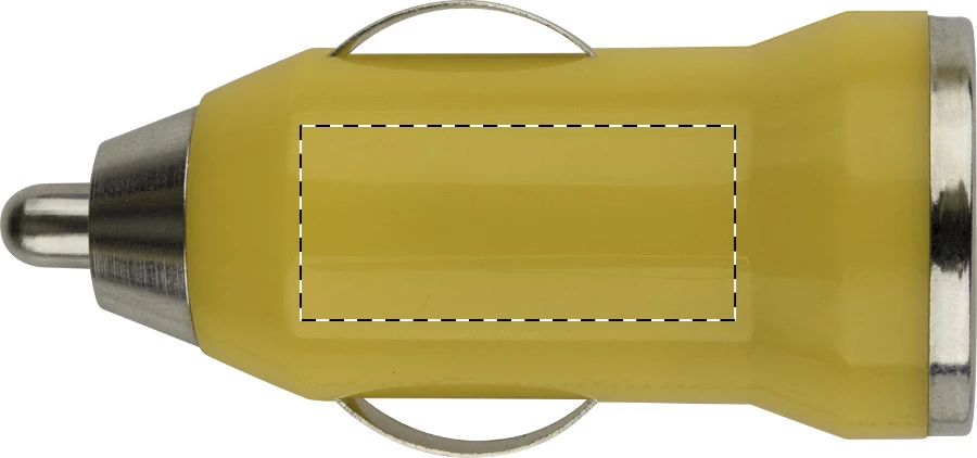 Hikal USB nabíjačka do auta – žltá – tlačová plocha – Ľavá strana