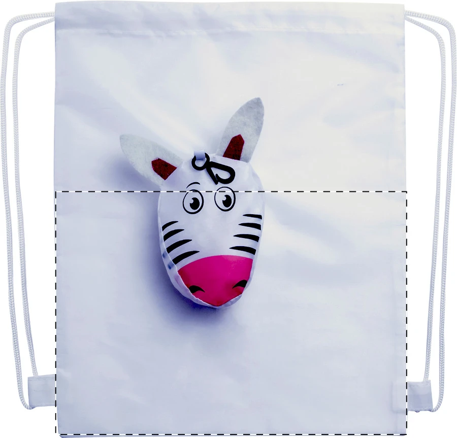 Noah vak na šnúrku, zebra – white – tlačová plocha – Predná strana