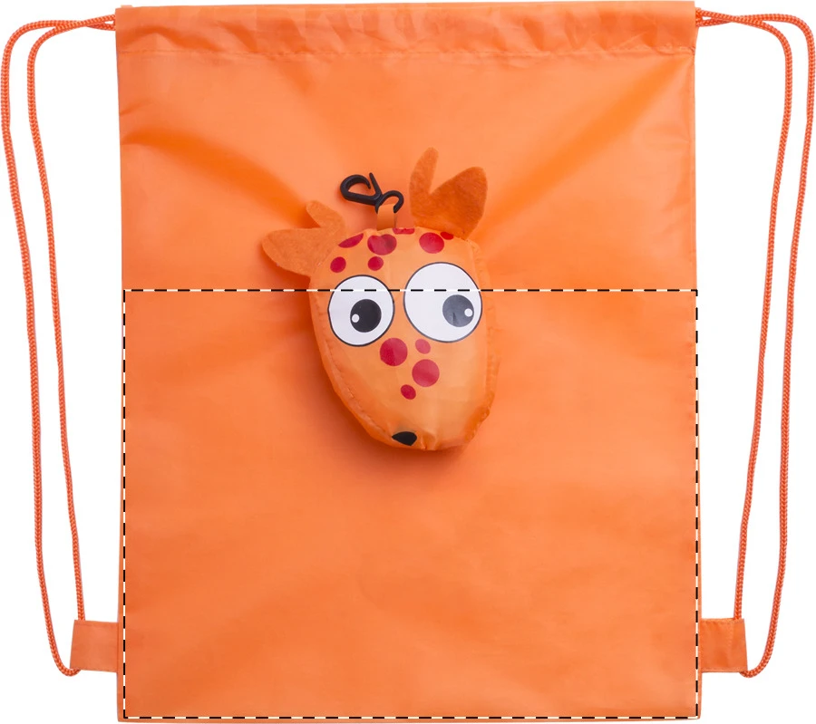 Noah vak na šnúrku, zebra – orange – tlačová plocha – Predná strana