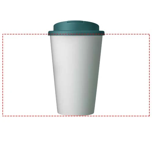 Brite-Americano® POP 350 ml izolovaný pohár s viečkom odolným proti vyliatiu – hlubokomořská zelená – tlačová plocha – Po obvode