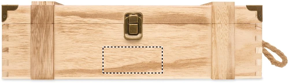 Darčeková drevená kazeta na víno VINBOX + – barva dřeva – tlačová plocha – Predná strana – tampónová tlač