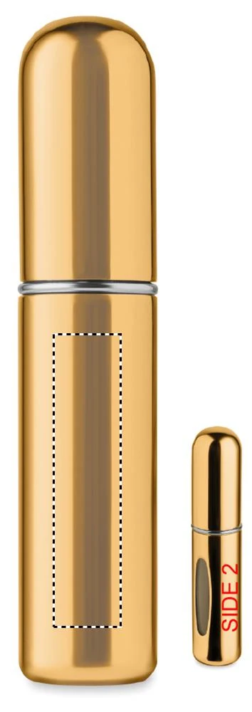 Plniteľná fľaštička s rozprašovačom 5 ml – zlatá – tlačová plocha – Bok 2