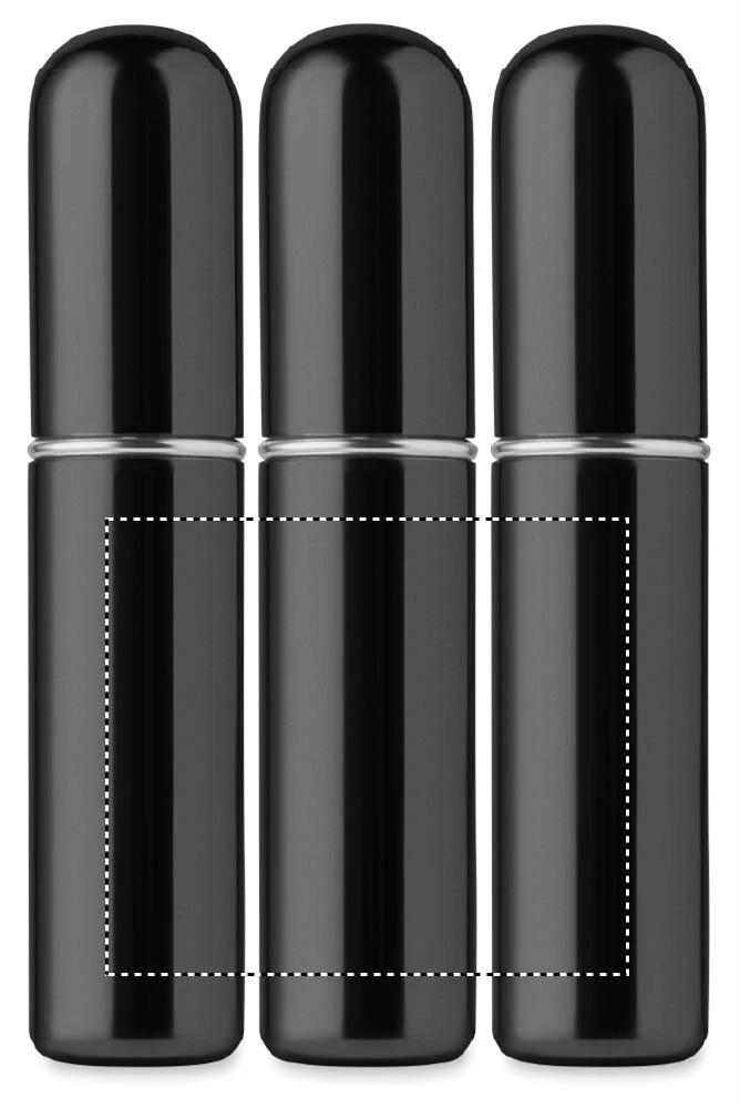 Plniteľná fľaštička s rozprašovačom 5 ml – černá – tlačová plocha – LABEL