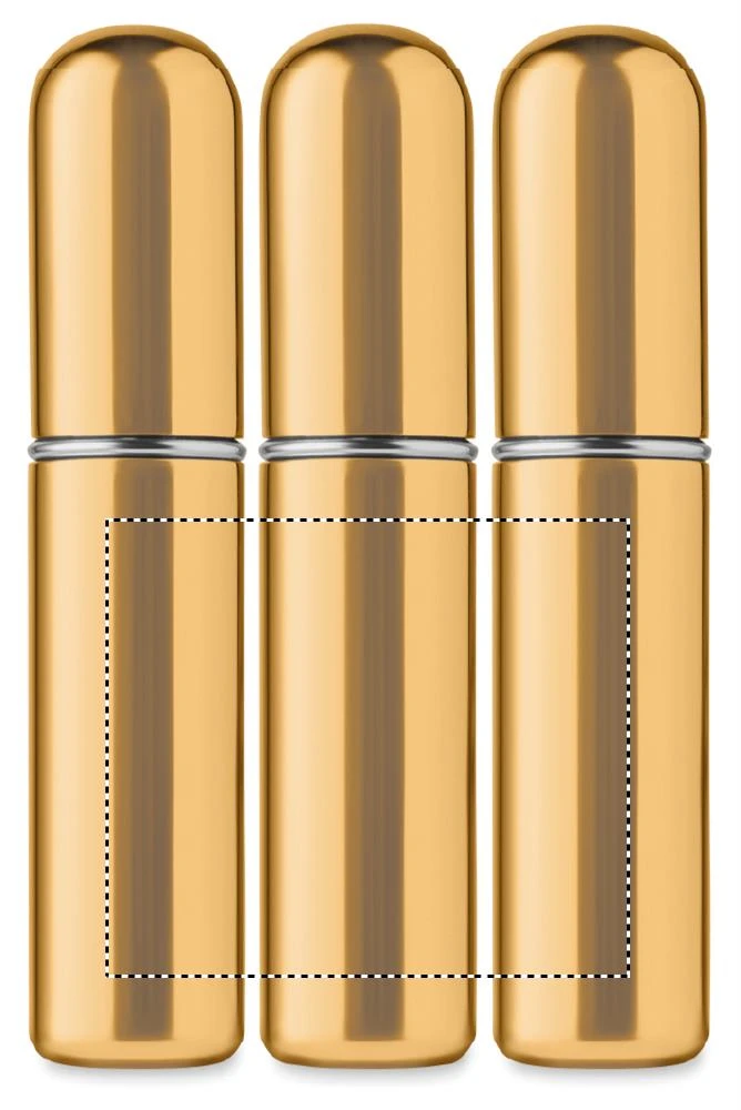 Plniteľná fľaštička s rozprašovačom 5 ml – zlatá – tlačová plocha – LABEL