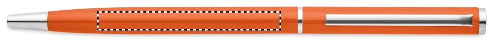 Guľôčkové pero z recyklovaného hliníka NIMES – oranžová – tlačová plocha – IN LINE WITH CLIP