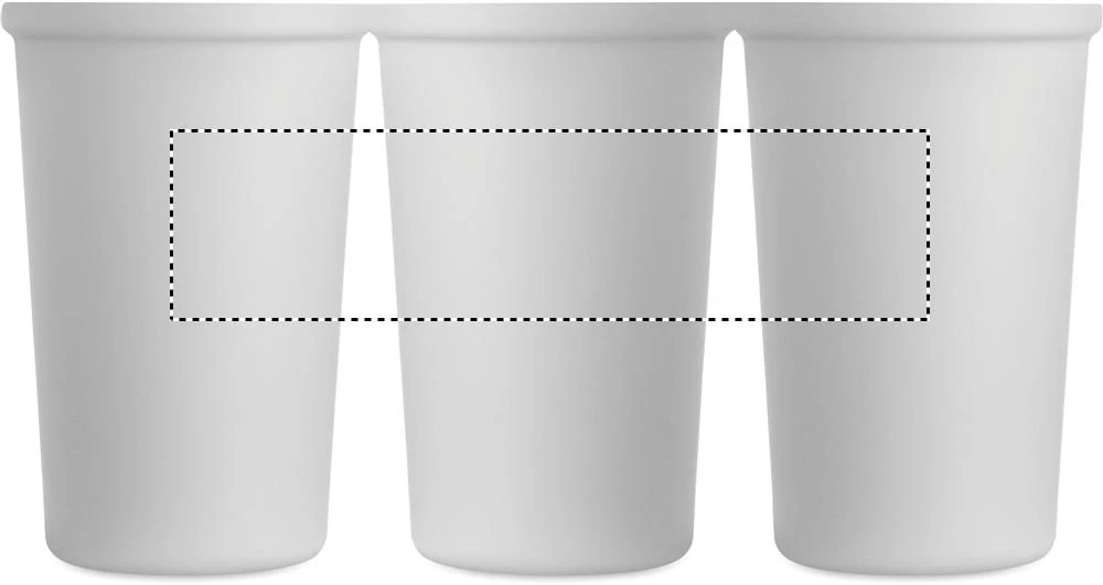 Recyklovaný termohrnček NAKANO, 400 ml – bílá – tlačová plocha – Dookola (rotačná sieťotlač)