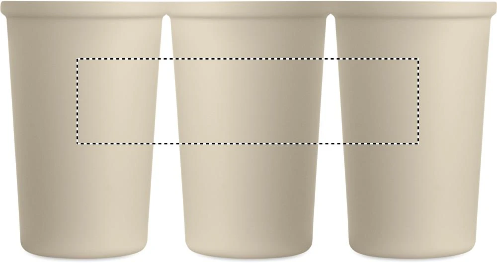 Recyklovaný termohrnček NAKANO, 400 ml – béžová – tlačová plocha – Dookola (rotačná sieťotlač)