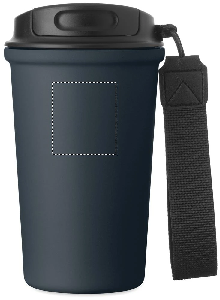 Recyklovaný termohrnček NAKANO, 400 ml – francouzská námořnická modř – tlačová plocha – Predná strana hore