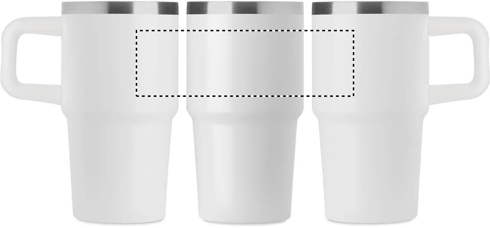 Termohrnček ALAND 500 ml – bílá – tlačová plocha – Dookola (rotačná sieťotlač)