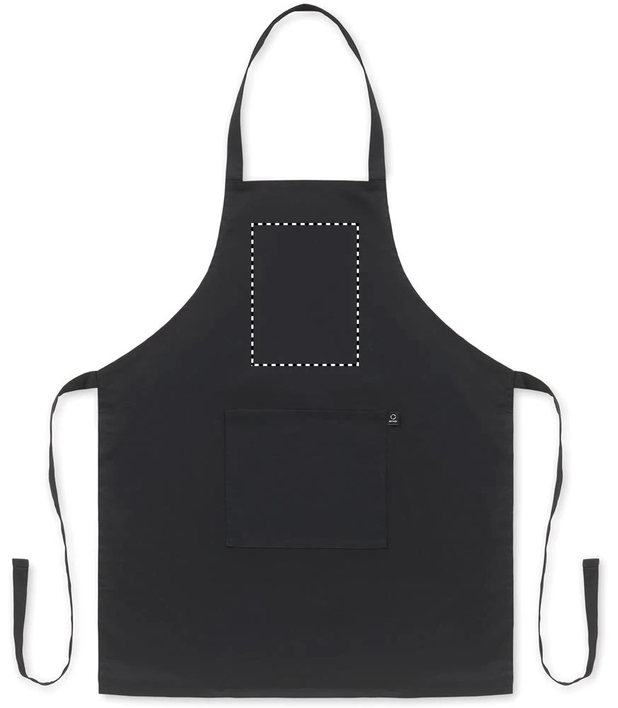 Kuchynská súprava z recyklovanej bavlny GALA SET – černá – tlačová plocha – APRON SIDE 1