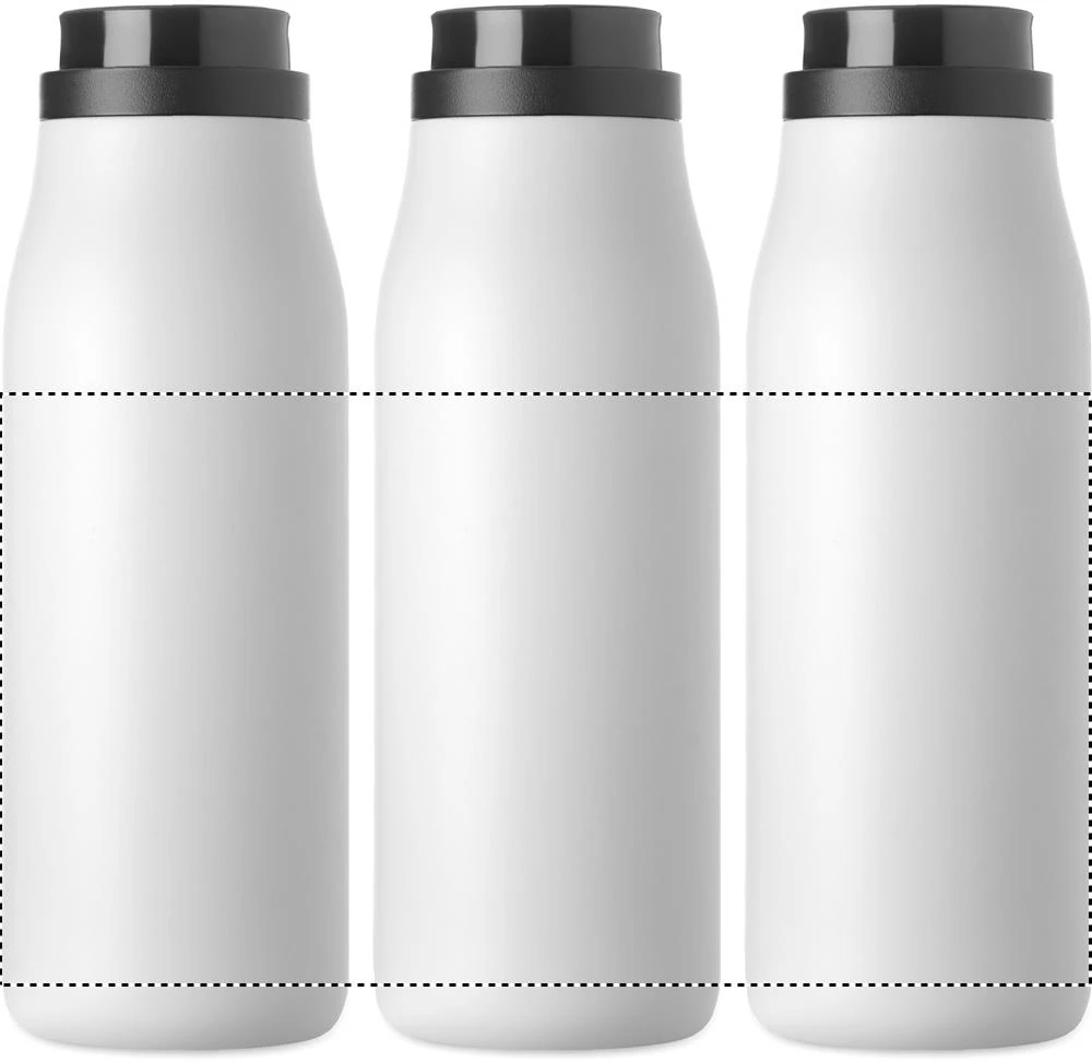 Dvojstenná fľaša EMPIRE, 500 ml – bílá – tlačová plocha – Dookola 360°