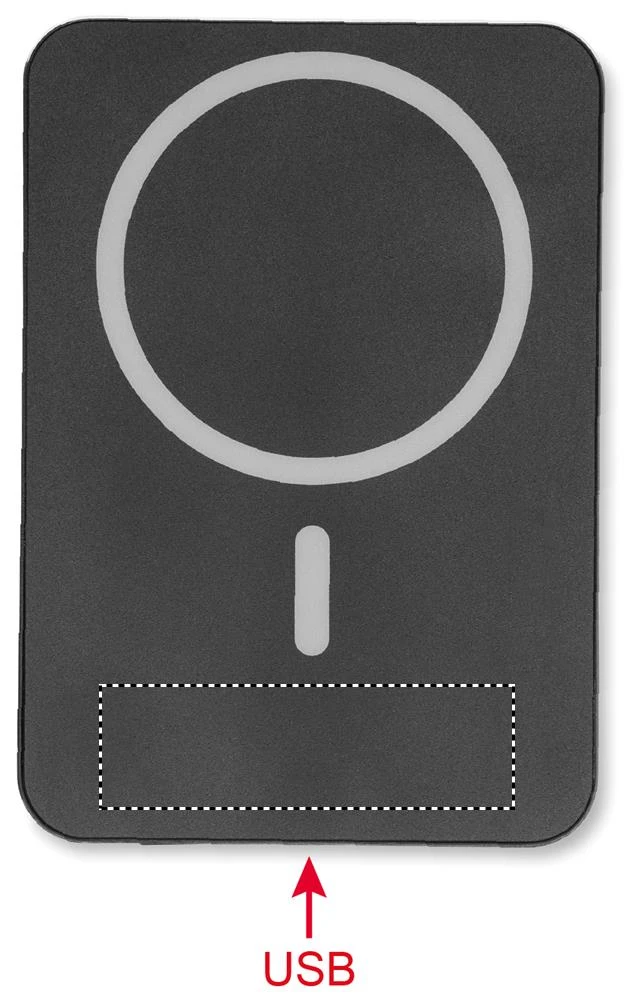 Tenká magnetická powerbanka 20W SLIMVOLT – černá – tlačová plocha – Bok 3