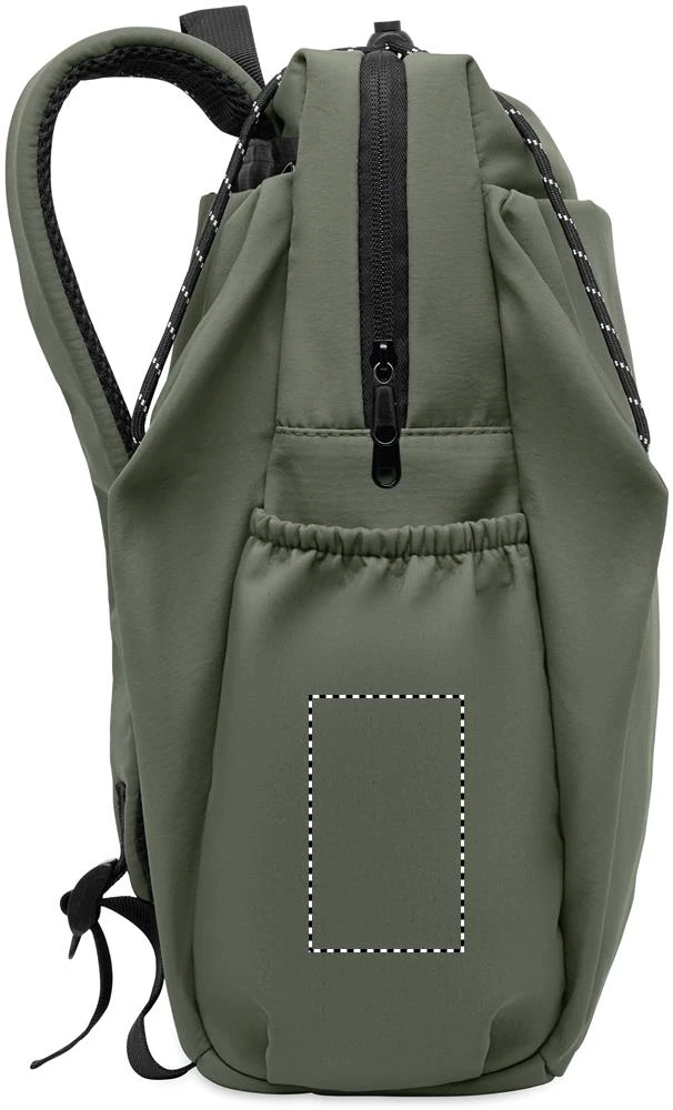 Nylonový batoh na 16" notebook NAPA – tmavě zelená – tlačová plocha – Ľavý bok