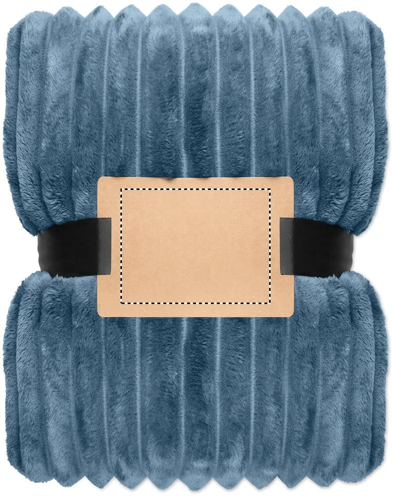 Fleecová deka z RPET s pruhmi NIEVE – petrolejová – tlačová plocha – INLAY SCREEN