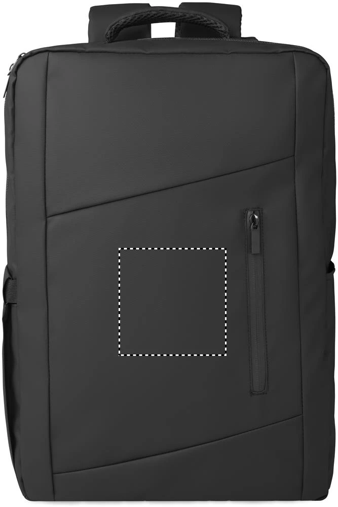 Batoh na 15" notebook z PU RPET materiálu METRO – černá – tlačová plocha – Predné vrecko