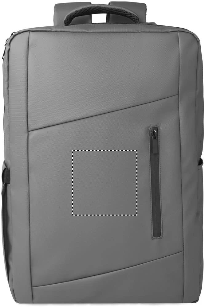 Batoh na 15" notebook z PU RPET materiálu METRO – kamenně šedá – tlačová plocha – Predné vrecko