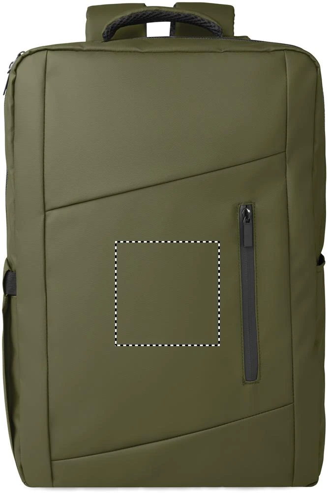 Batoh na 15" notebook z PU RPET materiálu METRO – armádní zelená – tlačová plocha – Predné vrecko